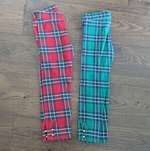 Janie And Jack Plaid Pants Leggings Size 5 Red Green Holiday Christmas
